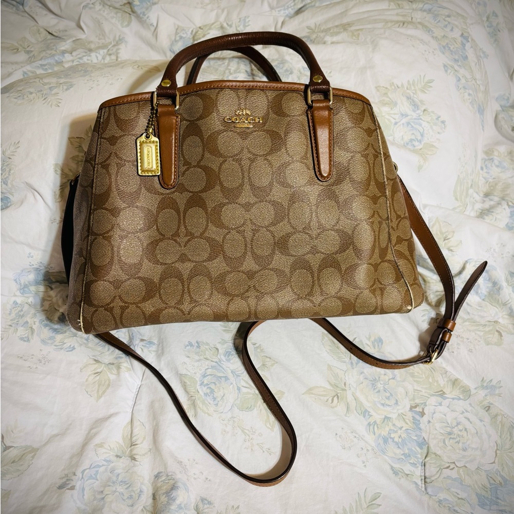 Coach Brown Satchel with Signature Monogram